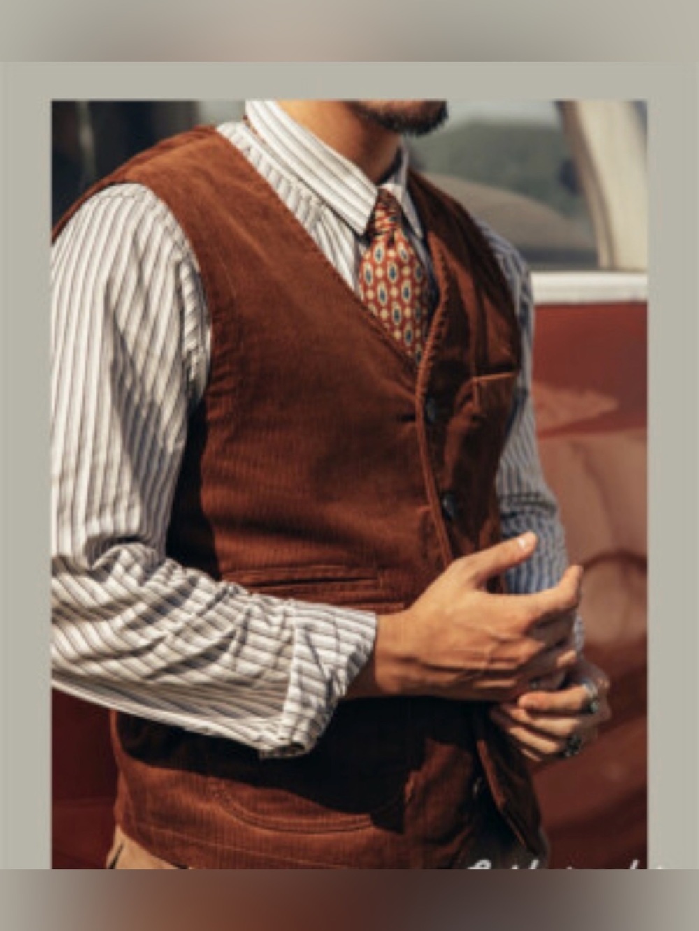 Weatherproof Brown Corduroy Vest with Button Front